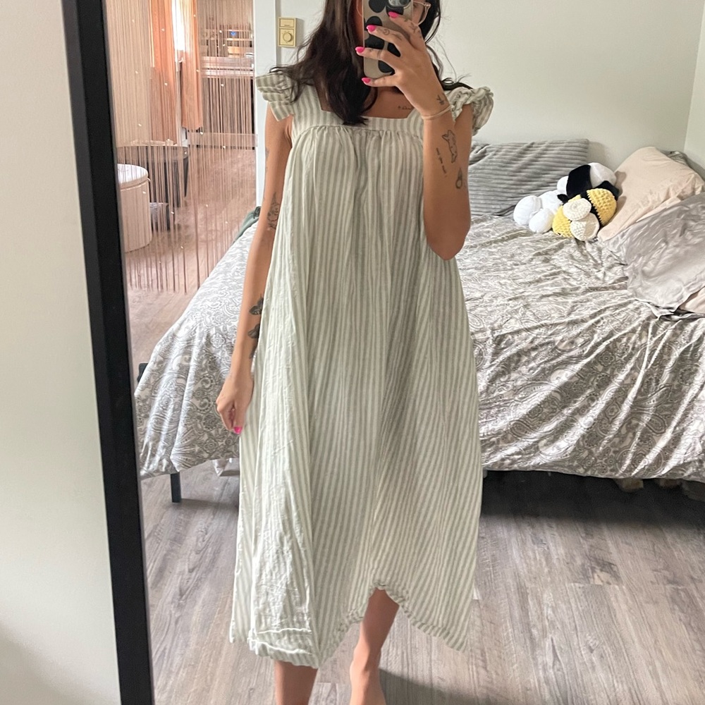 Mint striped midi shift dress